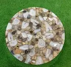 Round Handmade Wild Agate Stone Table , Natural Agate Round Coffee End Table Top