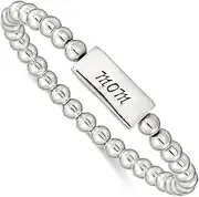 [JewelryWeb] 925 Sterling Silver Enameled Mom Stretch Bracelet 6mm Wide-Stretch-Bracelet for Women