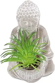 Yardwe Buddha Statue Cement Craft Garden Decor Outdoor Ornaments Fake Plants Zen Garden Sculpture