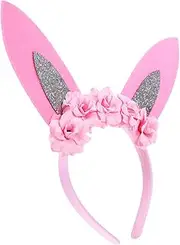 [STOBAZA] Bunny Ears Headband for Women Ears Headband with Flower Easter Bunny Ear Hairband Cosplay Headband for Women