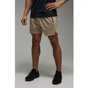 Mens Taupe Man Active Perforated Stretch Woven Regular Fit 5inch Short