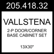 IKEA VALLSTENA 2-p Door/corner Base Cabinet Set White 13x30" 205.418.32