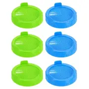 6 Pcs Sprouting Lids 86mm Wide Mouth Canning Jar Lid, 3 Green 3 Blue