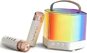 Alasum Portable Karaoke Machine with Mini Microphone Wireless Microphone Set for Girls Boys Speaker Lights Easy to Sing