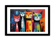 Unique Cats Framed print Art Poster