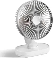 6.5 Inch Quiet Battery Fan - 5 Speeds - USB Rechargeable - Home/Office Cooling - Silver