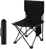Folding Camping Chair, Outdoor Foldable Chair, Portable Foldable Stool with Carry Bag for Fishing Hiking Picnic Beach, Lightweight(Black,Small)