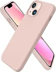 Compatible with iPhone 13 Mini Case, Slim Liquid Silicone 3 Layers Full Covered Soft Gel Rubber with Microfiber Case Cover 5.4 inch-Sand Chalk Pink