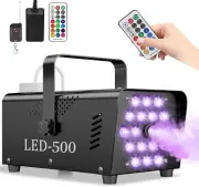 Fog Machine With18 LED Lights in 13 Colours,500W Power and 2000CFM Smoke,Smoke M