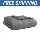 Stylish Dark Grey Weighted Blanket - 15lbs, Hypoallergenic Glass Beads, 48"x72"
