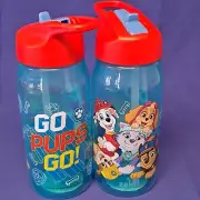 New 2 Spin Master Lot PAW PATROL Kids CUPS Travel Water Bottle Drink Lid Straw
