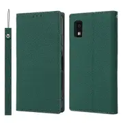 For Sharp Aquos Wish3 Genuine Cow Leather Wallet Case Litchi Texture Stand Phone Cover With Strap