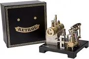 FunXylophy Full Metal DIY Steam Engine Model, Mini Stationary Beam Steam Engine Model Build Kit That Runs with Horizontal Boiler and Centrifugal Regulator, Physics Experiment Set (84PCS)