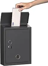 Mailbox Wall Mount with Key Unlock, Locking Post Box for House, Business Suggestion Box, Metal Key Drop Box, Weatherproof, Large Capacity 14x4x10in,Black