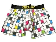 New OCCUPY Mens Checkerboard Print Microfiber Boxer Brief Underwear sz L NWT