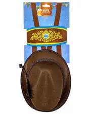 Lederhosen Oktoberfest Costume Hat Set