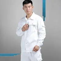 在飛比找樂天市場購物網優惠-電焊服男套裝工作服全棉白色專業焊工服 純棉加厚耐磨可印字