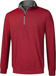 [VAUTE] Men's 1/4 Zip Pullover UPF 50+ Long Sleeve Golf Shirts Sun Protection Quick-Dry Athletic Sports Pullover Tops
