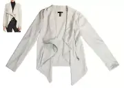 Aqua Faux Suede Zipper Front Solid Color Women's Draped Style Jacket M NWT Cloud