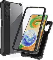 [Ailiber] Case for Samsung Galaxy A04S, Samsung Galaxy A13 5G Phone Case with Tempered Glass Screen Protector, Dual Layer Structure Protection, Shockproof Corner TPU Bumper Cover for Samsung A04S-Black