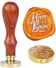 Happy Birthday Wax Seal Stamp, Natural Rosewood Handle Sealing Wax Stamp Kit Gif