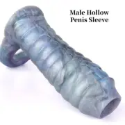 Male-Penis-Sheath-Extender-Enlarger-Sleeve-Reusable-Condom-Delay-Ejaculation-Men