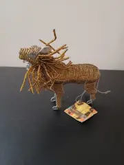 Chevron South African Wire Beaded Animal Sculpture Lion
