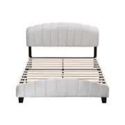 IHOMDEC Double Size Shell-Style Bed Frame Base Mattress Platform BEF04 Beige
