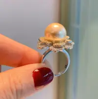 在飛比找樂天市場購物網優惠-花朵款南洋金珠戒指光口食指夸美微彩珍珠戒子