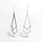 Origami Owl Silver Geometric Drop Earrings w Crystals