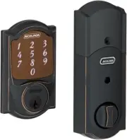 SCHLAGE Satin Nickel Sense Smart Deadbolt with Camelot Trim Aged Bronze