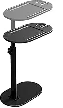 Sofa Armrest Tray Table – 360° Swivel and Height Adjustable TV Tray Table with Phone & Tablet Slot – Snack Side Table for Couch, Bed, Chair, Small Spaces, Black