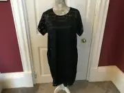 BNWT PIED A TERRE sheer block patterned Dress With Camisole Size 12 Length 37”