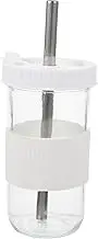 VINTORKY 650ml Glass Water Cup Lid Straw Drinking Bottle Cup for Cold Brew Iced Tea Beer Juice