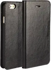 Cavor for iPhone 6 Plus Case, iPhone 6s Plus Crazy Horse Pattern PU Leather Book Folio Flip Wallet Case Phone Cover with Kickstand Feature & Card Slots for iPhone6plus/6splus (5.5") - Black