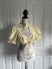 Vintage Deadstock Nwt Yellow Gingham Puff Sleeve Dirndl Top Sz 40 Cottagecore