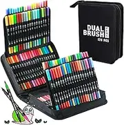 Dual Brush Marker Pens, 120 Colors Art Markers with Fine and Brush Tip Coloring Markers for Adults, Marker for Journaling Calligraphy Drawing Sketching Doodling Illustrating