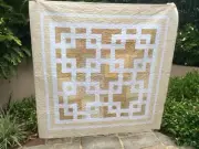 Handmade patchwork quilt. Celtic knot (cream and white)(#185)