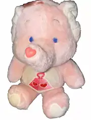 1984 Vintage Care Bear Cousin Lottsa Heart Elephant Pink Plush