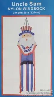 NEW LARGE 50" UNCLE SAM PATRIOTIC AMERICAN 4th FOURTH OF JULY WINDSOCK WIND SOCK