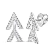 14k White Gold Round Diamond Fashion Earrings 1/10 Cttw