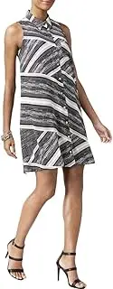 [Alfani] Womens Printed Sleeveless Shirtdress