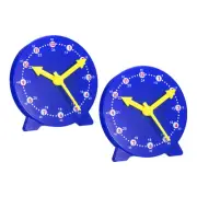 4 inch Teaching Clock Learning Time 24 Hour 3 Pointers Geared, Blue 2pcs