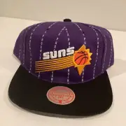 Phoenix Suns Mitchell & Ness City Pinstripe Purple Black Snapback Hat Cap