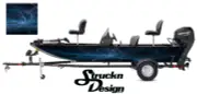 Entangled Blue Thin Pinstripe Lines Fish Bass Boat Black Decal Wrap USA Vinyl