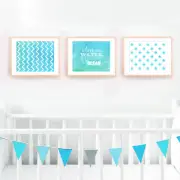 if love was water i'd give you an nursery art set of 3 prints blue 10x8inches