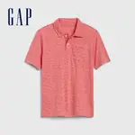 GAP 男童裝 輕柔條紋短袖POLO衫-珊瑚紅(539250)