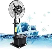 Oscillating Fan for Patio, Camping Fan Misting Fan Portable 3 Speeds & with 42L Capacity Tank Industrial Floor Fan Moving Outdoor Fan for Patios Tents Beach Warehouse Residential(650mm (26in))