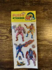 Vintage 1980 s He-Man Puffy Stickers Sealed NOS Made In Taiwan