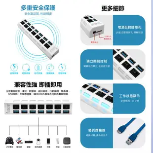 HUB-01 USB3.0 七孔超高速集線器 7孔+獨立開關 支援1TB硬碟 MAC/微軟通用